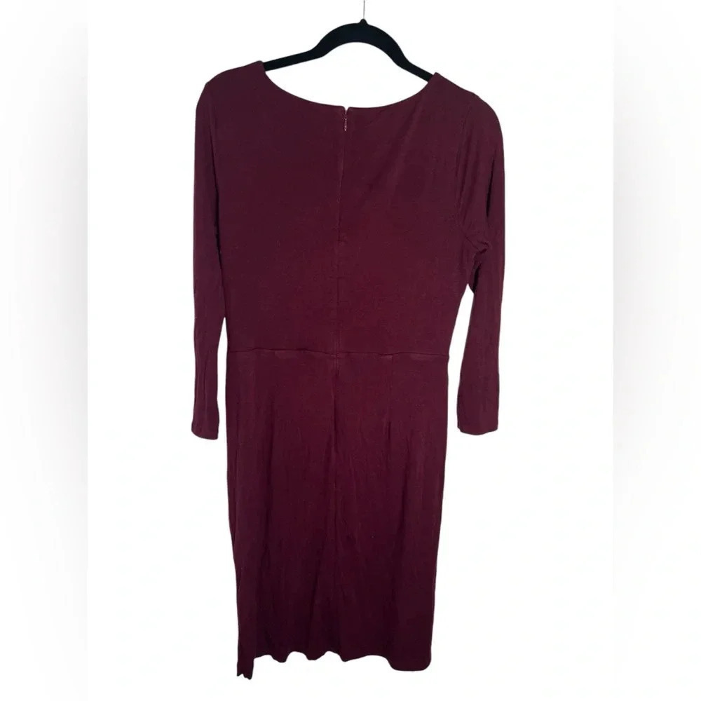 Loft Burgundy 3/4 Length Sleeve Dress Size Medium - Picture 4 of 4